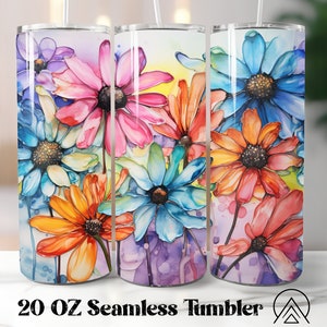 Gänseblümchen Alkoholtinte 20 Unzen Sublimationsbecher-Designs Blumen-gerade und konisch zulaufende Becherverpackungsdateien