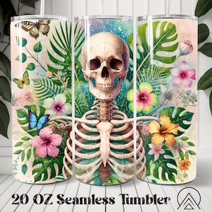 Skeleton Pflanzenkörper Nahtloser Becher Pflanzenbecher Sublimationspflanzenbecher Designs Skelettbecher, Geschenke für Pflanzenliebhaber, digitale Dateien