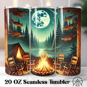 Camping Seamless Tumbler Camper Tumbler Sublimation Abenteuer Tumbler Designs Mountain Escape Tumble PNG, Geschenke für Camper, Digitale Dateien