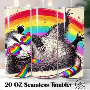 Pride Month Becherverpackung Opossum Bechersublimation Lustige Pride Becherentwürfe LGBTQ Becher PNG, Liebe ist Liebe, Liebe gewinnt, digitale Dateien