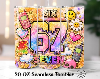 67 Funny Seamless tumbler 67 Y2K 2000s tumbler sublimation Funny 67 Retro tumbler design Six Seven Tumbler PNG, Gifts for her, Digital files