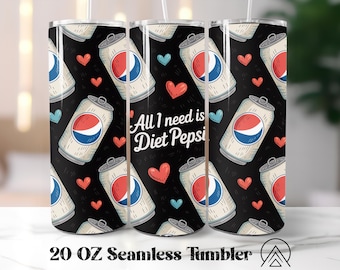 Vintage Diet Pepsi Can Seamless tumbler wrap Soda Can tumbler sublimation Retro USA Drink tumbler Designs, Gifts for her, Digital files
