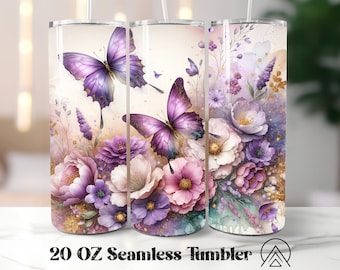 Cosmos Seamless tumbler wrap Spring tumbler sublimation Butterfly Flowers tumbler designs Florals Tumbler PNG, Gifts for her, Digital files