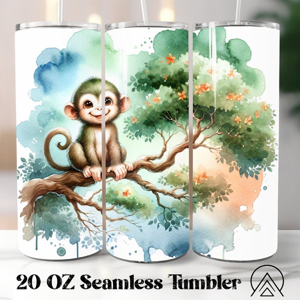 Monkey Hanging Tree Seamless tumbler wrap Monkey tumbler sublimation Monkey tumbler designs Monkey tumbler, Monkey Lover Gifts, Digital file