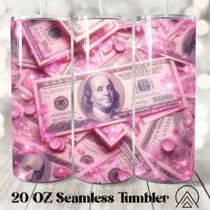 Dollarscheine Nahtloser Becher wickeln Geldbecher Sublimation Schatz Tumbler Designs Banknoten Tumble PNG, Geschenke für sie, digitale Dateien
