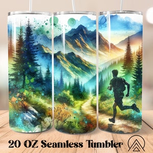 Runner Seamless Tumbler Adventure & Trail Running Tumbler Sublimation Mountain Tumbler Designs Running Tumbler PNG, Digital files