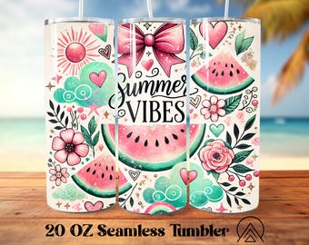Watermelon Seamless tumbler wrap Summer tumbler sublimation Watermelon tumbler designs Summer Vibes Tumbler PNG, Gifts for her, Digital file