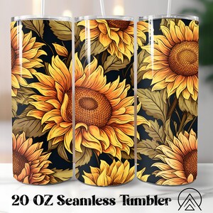 Retro Sunflower 20oz Sublimation tumbler design Sunflower Straight & Tapered tumbler wrap files