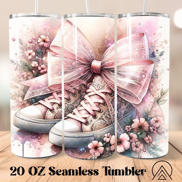 Coquette Sneakers Seamless Tumbler Wrap Sneakers Tumbler Sublimation Coquette Tumbler Designs Girly Tumbler PNG, Gifts for her, Digital file