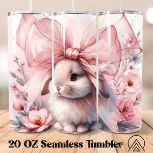 Coquette Bunny Seamless Tumbler Wrap Bow Bunny Tumbler Sublimation Coquette Tumbler Designs Girly Tumbler PNG, Gifts for her et Digital files