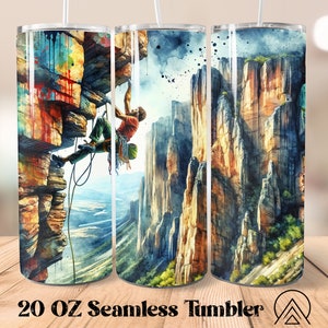 Escalada en roca Vaso sin costuras Escalada Vaso Sublimación Aventura Vaso Diseños Escalador de roca Vaso PNG, Regalos para él, Archivos digitales