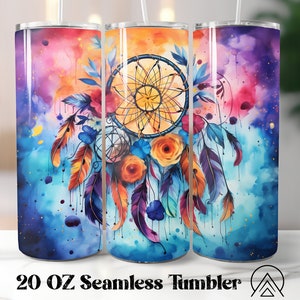 Dream Catcher 20oz Sublimacja kubki wzory Alkohol Ink Proste i stożkowe pliki do pakowania kubków