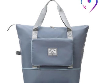 Bolso de viaje plegable, bolso de mano para mujer de fin de semana, bolso de gimnasio impermeable fácil de expandir