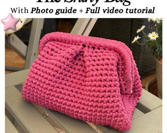 The Clutch Bag Pattern - Video Tutorial Link + Step-by-Step Photo Guide | Crochet Purse Tutorial by Woolygang | Chunky Crochet PDF Pattern