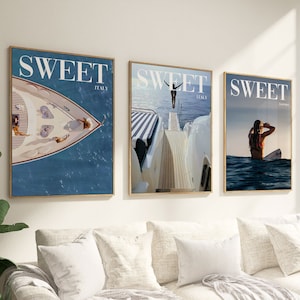 Lote de 3, revista retro, impresión retro de los 70, arte mural negro, póster de tacones altos, póster de casa de verano, arte psicodélico, impresión de Vogue, arte psicodélico