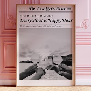 Newspaper Retro Wall Art,Trendy Newspaper Poster,Aesthetic Black and White Art Poster,y2k posters aesthetic, New york News, Instant Download