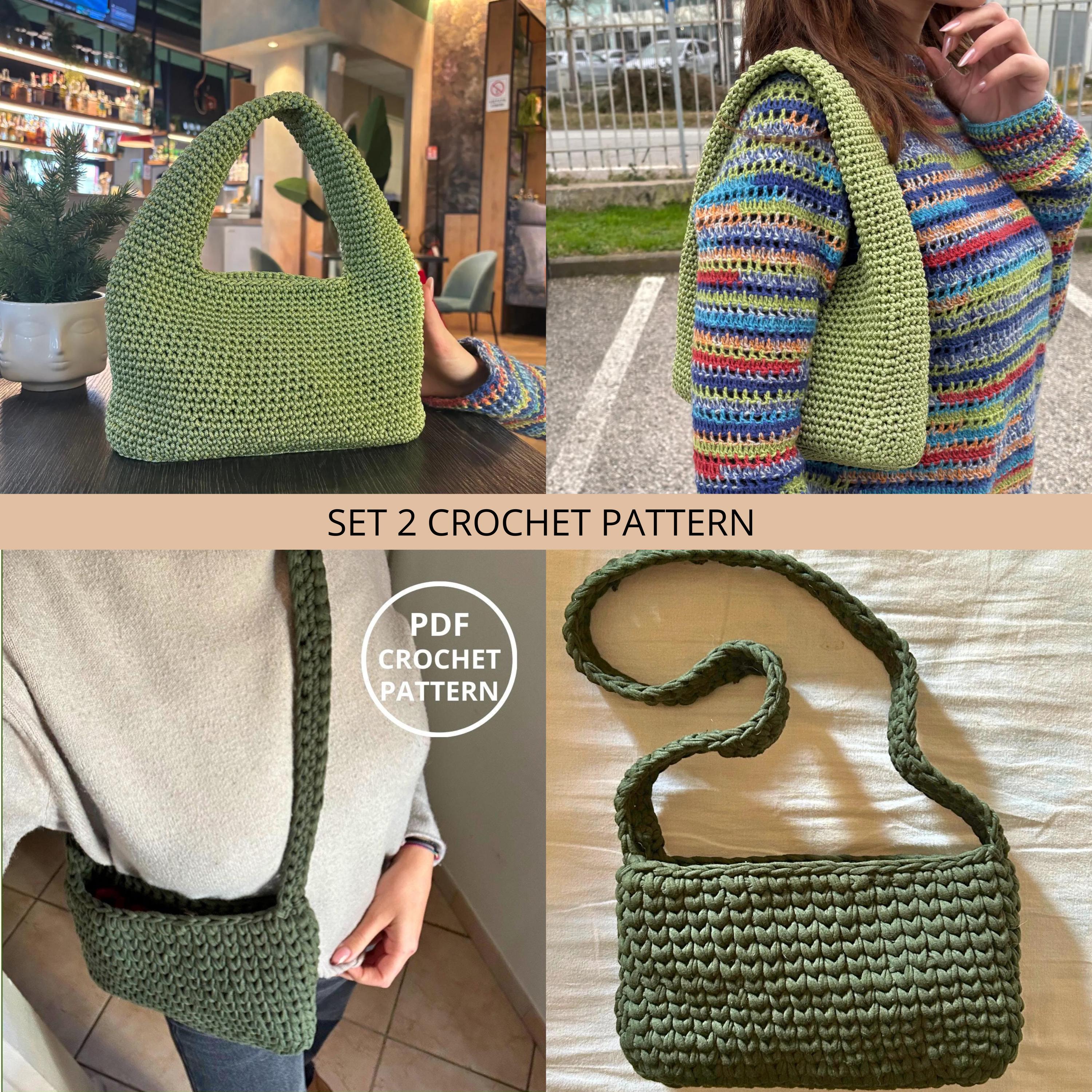Set of 2 Crochet Bag Pattern, Easy Crochet Bag Pattern, PDF 
