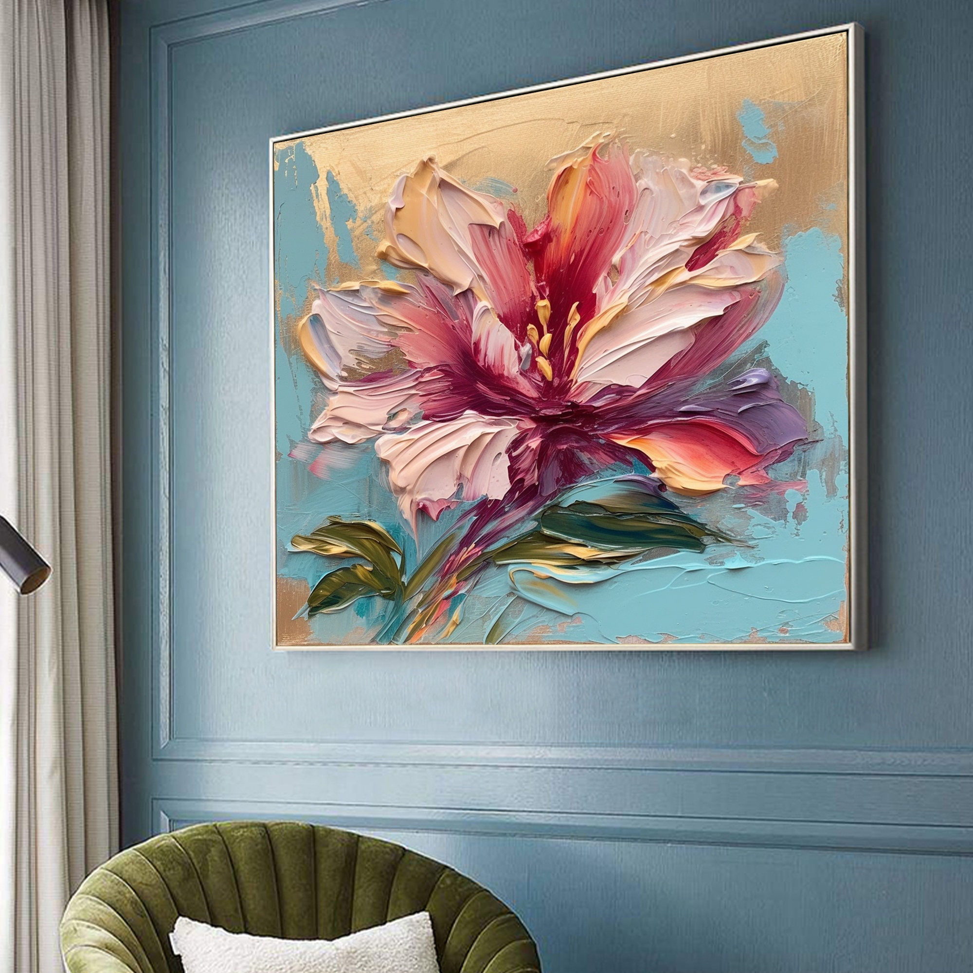 Original Flower Oil Painting on Canvas Large Wall Art - Etsy