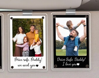Clip para visera de coche del Día del Padre, Regalo de "Conduce con cuidado, papá" de parte de su hijo/a, Marco de fotos acrílico personalizado, Recuerdo de cumpleaños para papá, Regalo para esposo
