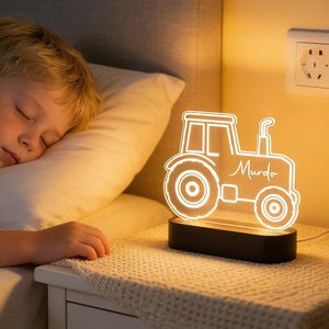 Lámpara de noche personalizada con forma de tractor, decoración infantil, regalo para niños, luz nocturna, lámpara de noche para niños, lámpara de excavadora, lámpara de tractor, regalos de Navidad para bebés
