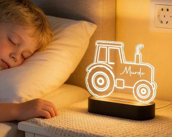 Personalised Tractor Night Light,Nursery Decor,Kids Gift,Night Light,Children's Night Light,Digger Light,Tractor Light,Baby Christmas Gifts