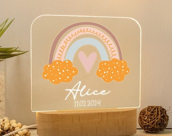 Veilleuse arc-en-ciel pour enfants, lampe arc-en-ciel avec nom, veilleuse personnalisée pour bébé, lumière pour chambre d'enfant, cadeau de naissance, cadeau pour tout-petit, lampe pour chambre d'enfant