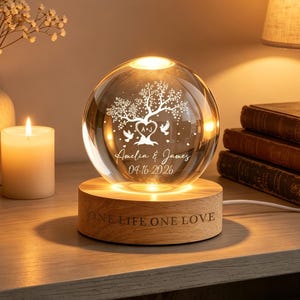 Tree of Love Personalized Couples Crystal LED Ball Light,Custom Couple Night Lamp,Wedding Anniversary Gift,Couple Gift,Gift For Mom,Dad