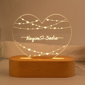 Custom Night Light with Anniversary Gift,Personalized Names and Date,Wedding Gift,Valentine's Day Gift,Gift for Her,Engagement Gift