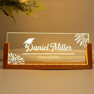Regalo de graduación personalizado con nombre, placa de escritorio para graduación, placa de acrílico con luz nocturna, regalo de graduación universitaria, regalos de doctorado, promoción de 2025
