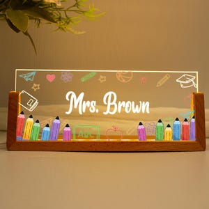 Placa de escritorio personalizada para profesor, lámpara personalizada con nombre, regalo de agradecimiento, regalo de graduación, regreso a clases.