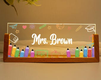 Personalisierter Lehrer Schreibtisch Namensteller, Benutzerdefinierte Lehrer Name Lampe, Lehrer Wertschätzung Geschenk, Geschenk für LehrerAbschluss Geschenk, Zurück in der Schule