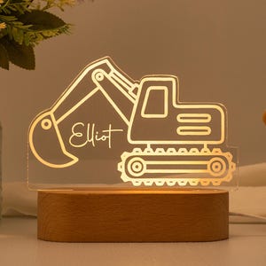 Luce notturna a forma di escavatore, luce notturna personalizzata a forma di escavatore, luce notturna per bambini piccoli, luce notturna da comodino per bambini, luce notturna a forma di escavatore, camerette per bambini