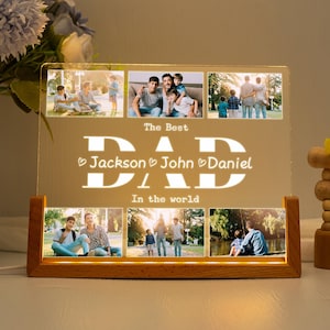 Personalized Photo Night Light,Fathers Day Gifts,Gift for Dad,Best Dad Ever,Custom Name Light,Personalized Gifts,Bedroom Night Light