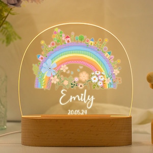 Personalized Flower Rainbow Night Light,Name Night Light,Baby Room Decor,Bedroom Lamp,Toddler Lamp,Newborn Gift,Birthday Gift for Kids