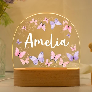 Personalized Butterfly Acrylic Night Light,Custom LED Lamp for Kids,Nursery Room Decor,Baby Shower Gift,Kids Bedroom Light,Christmas Gift