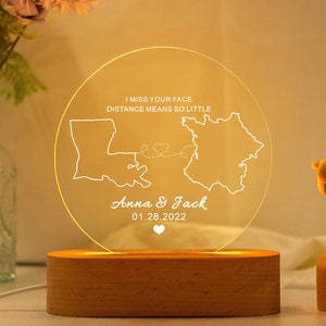 Veilleuse à deux cartes, lampe relation longue distance, cadeau de départ, cadeau tu m'as manqué, lampe country, cadeau couple, cadeau meilleur ami
