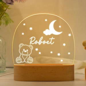 Personalised Name Night Light for Baby,Acrylic Animal Night Light,Kids Night Lamp,Bedroom Lamp,Christmas Gift,Birthday Gift for Her/Him
