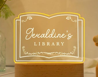 Personalized Library Sign,Custom Library Decor,Book Lover Gift,Bookish Gifts,Bookshelf Decor,Gifts for Readers,Birthday Gift For Her