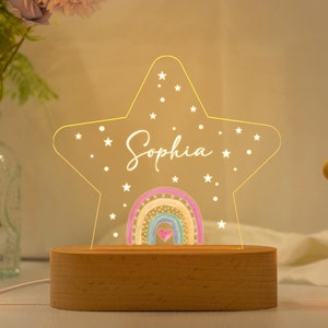 Personalised LED Nursery Lamp,Rainbow Night Light,Kids Night Light Gift,Baby Girl Light,Birthday Gifts for Kids,Kids Bedroom Nursery Light