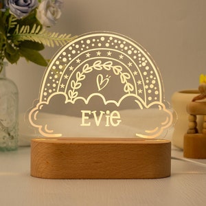 Personalized Rainbow Night Light,Personalized Night Light,Baby Gift Birth,Baby Shower Gift,Custom Kid Night Light,Bedroom Lamp,Girl Gift