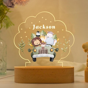 Personalised Jungle Animal Night Light,Kids Lamp Gift,Safari Jungle Animal Light,Birthday Gifts for Kids,Kids Bedroom Nursery Light