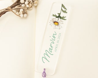 Personalized Flower Bookmark, Birth Flower Bookmark, Custom Name Bookmark For Her, Mothers Day Gifts, Floral Name Bookend, Student Kids Gift