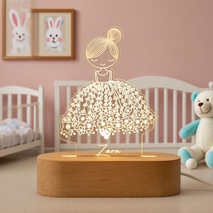 Personalized Ballerina Girl with Name,Custom Night Light with Name,Nursery Room Lamp,Christening Gift,Ballet Gift,Birthday Gift for Her