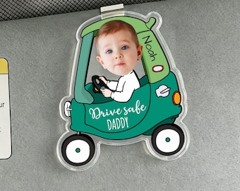 Custom Kids Photo Car Visor Clip,Personalized Father's Day Gift,Custom Baby Face Photo Car Sun Visor Clip,Drive Safe Daddy Gift,Grandpa Gift