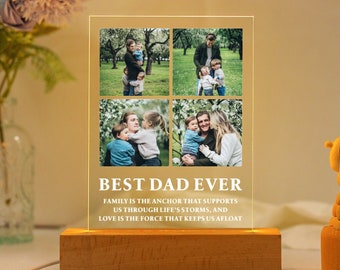 Personalized Photo Night Light, Father Day Gift, Best Dad Ever, Dad Photo Lamp, Dad Gift, Custom Name Night Light, Bedroom Night Light