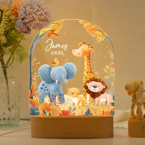 Personalised LED Animal Lamp,Safari Jungle Animals Light,Kids Night Light Gift,Easter Gifts for Kids,Kids Bedroom Nursery Table Light