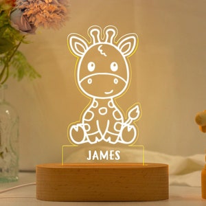 Personalized LED Night Light for Kids,Birthday Gift,Cute Animal Night Light For Kids,Custom Night Light,Kids Room Lamp,Giraffe Lamp