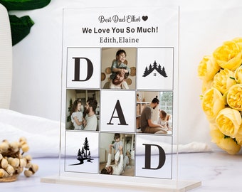 Regalo del primer día del papá, placa fotográfica personalizada para papá, placa fotográfica de papá, regalo de papá nuevo, placa acrílica personalizada, placa fotográfica familiar, memorial