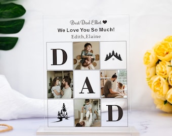 Fathers Day Gift, Personalized Photo Acrylic Plaque, Fmaily Photo Gift For Dad, Photo Frame, Bithday Gift For Dad Papa, Clear Acrylic Photo