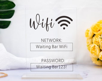 Custom Wifi Sign, Wifi QR Code Sign, Wifi Sign with Network and Password, Acrylic Wifi Plaque, Wifi QR Scanner, Connect Internet for Guest